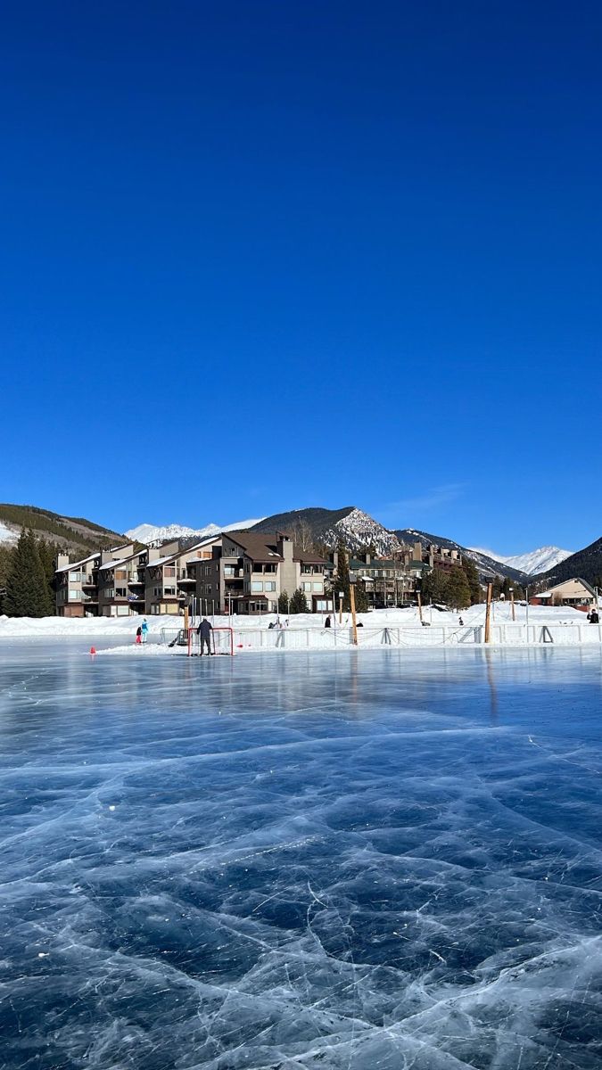 Frozen lake, Colorado, ice skating, pond hockey, lake hockey, snow mountains , winter aesthetic, nature Frozen Lake Skating, Ice Skating Wallpaper Aesthetic, Frozen Lake Aesthetic, Ice Skating Background, Ice Skating Rink Background, Ice Skating Pond, Ice Skating Images, Zpt Background, Snow Kingdom