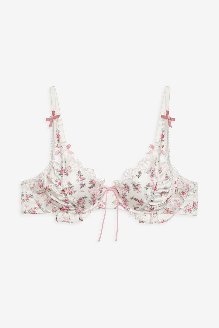 Robin Underwire Bra — White | For Love & Lemons Feminine Floral Print Underwire Bra, Summer Lace Underwire Bra, Delicate Lace Underwire Bra For Summer, Summer Lace Bra With Padded Cups, Feminine Full Cup Bra With Lace Trim, Feminine Underwire Bra For Spring, Spring Feminine Underwire Bra, Spring Push-up Bra With Lace Trim, Spring Lace Trim Push-up Bra