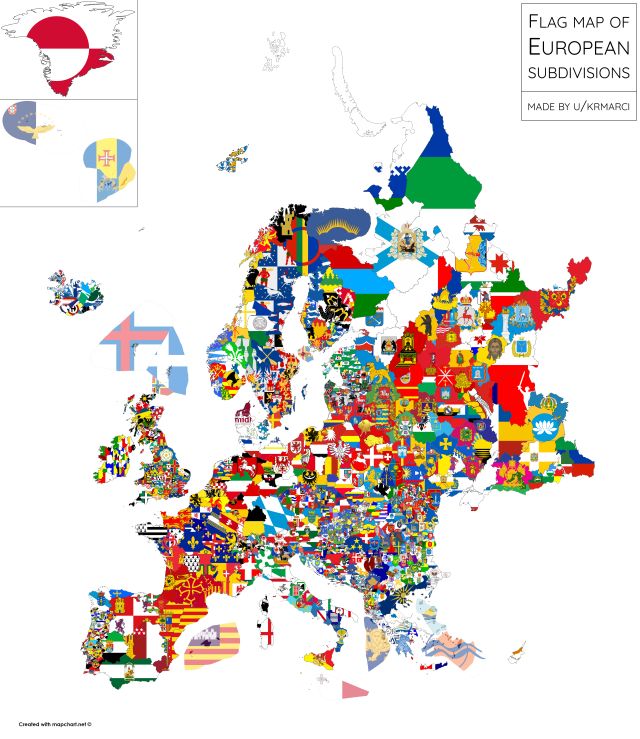 an illustrated map of europe with all the flags and numbers in each country's capital