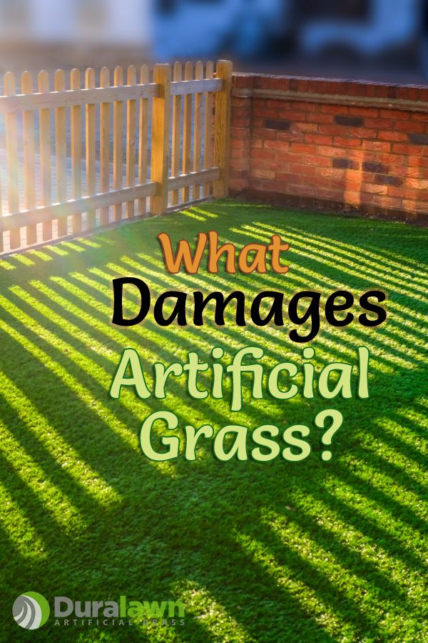 grass with the words what damages artificial grass?