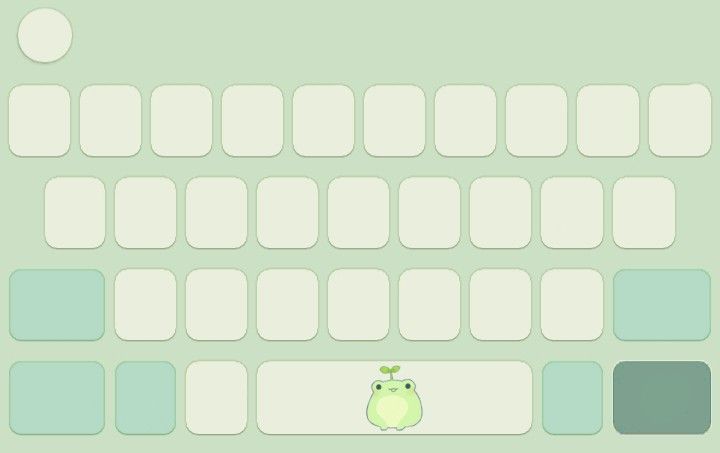 a green and white keyboard with an owl on the left side, surrounded by smaller squares