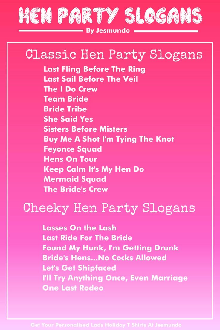 the poster for hen party slogans