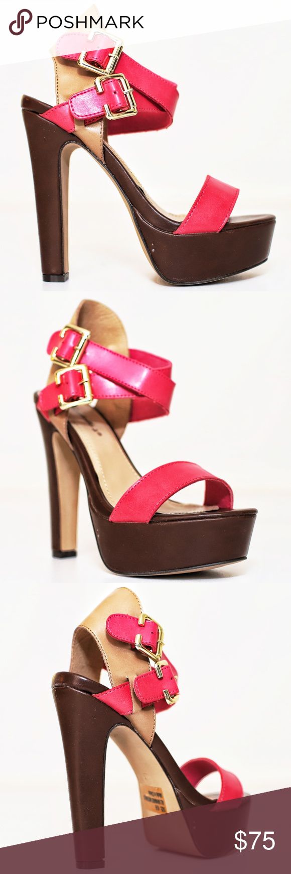 BRECKELLE'S SOHO-01 HEELS See photos. CONDITION: Very good. Some light manufacturing flaws on wood surface of heel and sole. Never worn.  COLOR: Fuchsia Breckelles Shoes Heels Pink Heels With Buckle Closure And Round Toe, Pink High Heels With Buckle Closure, Pink Ankle Strap Heels With Buckle, Pink Ankle Strap Heels With Buckle Closure, Pink Heels With Heel Strap And Medium Width, Pink Heels With Ankle Strap, Pink Heels With Reinforced Heel, Medium Width, Color Fuchsia, Wood Surface