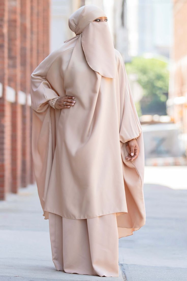 Mahasen Jilbab in Arabian Sand | Al Shams Abayas 1 Adjustable Skirt, Modest Hijab, Garment Workers, Muslim Bride, Niqab, Skirt Length, One Size Fits All, Free Size, 3 Piece