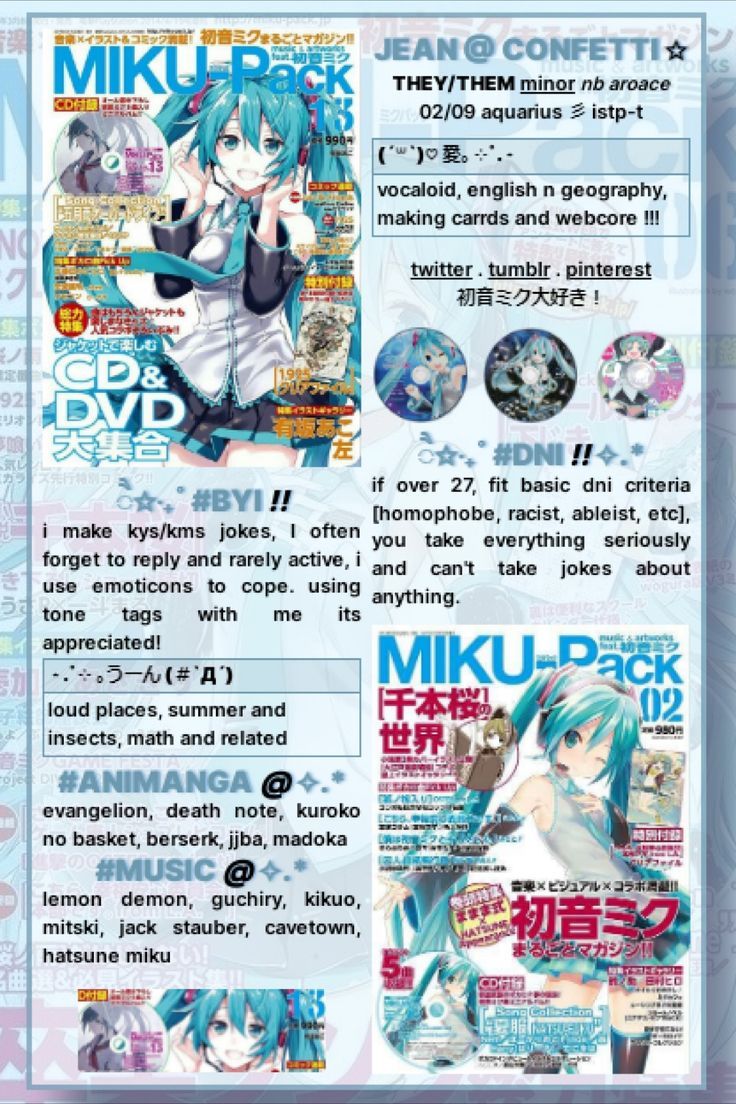 the back cover of an anime magazine, with information about its characters and their names