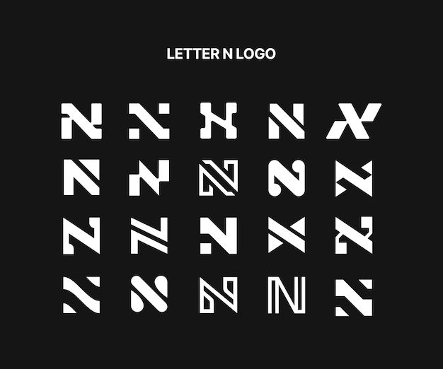 the letter n is made up of letters and numbers in white on a black background