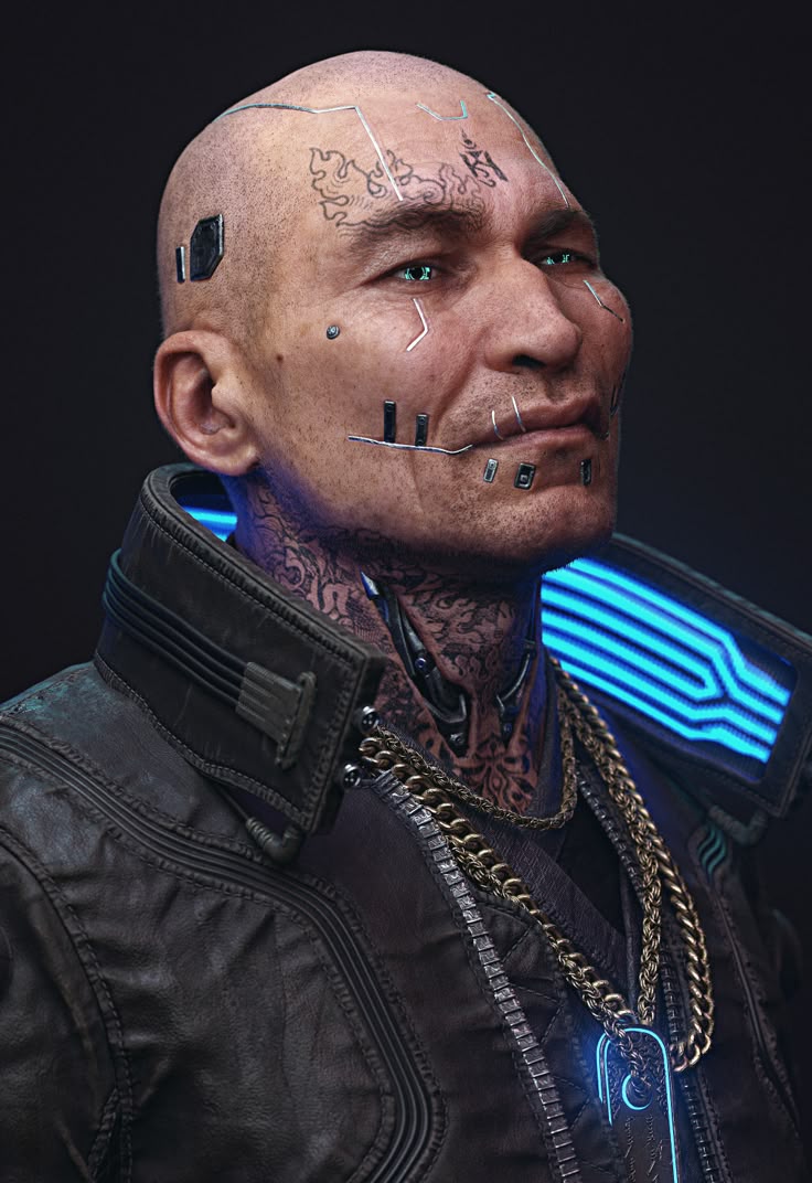 a man with tattoos and piercings on his face