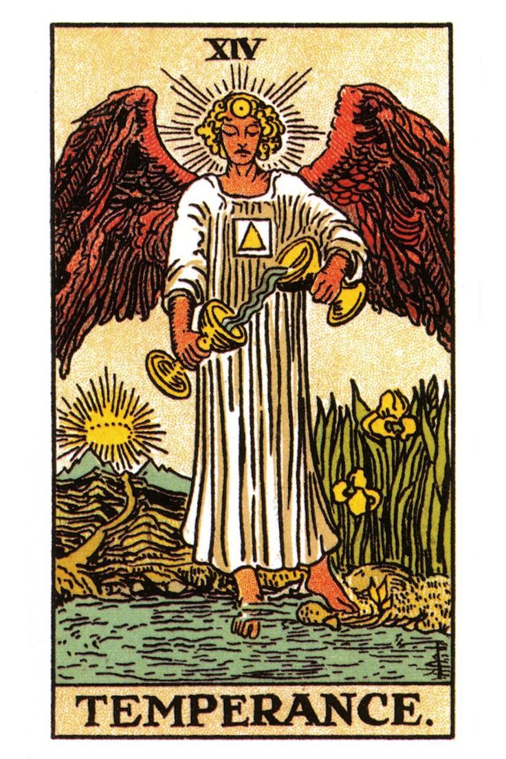 Temperance Tarot card meaning. Shaman Journey, Temperance Tarot Card, Temperance Tarot, Kartu Tarot, Rider Waite Tarot Decks, Tarot Significado, 78 Tarot Cards, Major Arcana Cards, Byron Katie