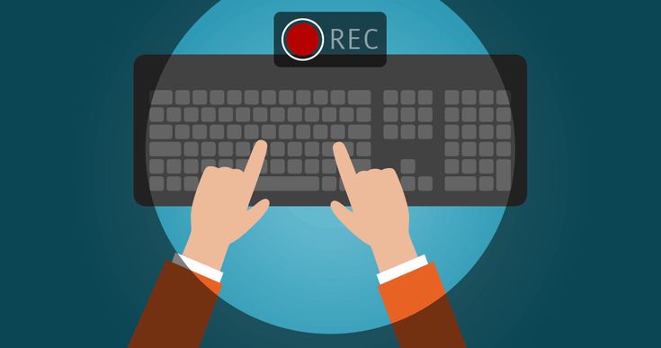 two hands typing on a keyboard with the word rec above it, in front of a blue background