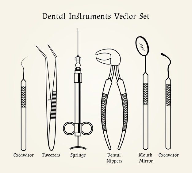 Vintage dentist tools. medical equipment... | Free Vector #Freepik #freevector #line #medical #health #science Dental Tools Names, Dental Assistant Study Guide, Vintage Dentist, Dental Assistant School, Medical Equipment Storage, Dental Assistant Study, Dentist Tools, Dental Hygiene Student, Dental Videos