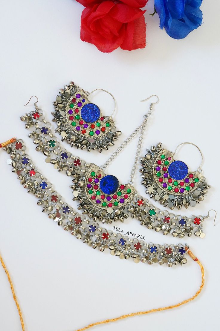 Afghan Jewellery Authentic Traditional Handmade Jewellery. Get in contact with us if there is any queries regarding the item. Check out my page for other items. Help my small business and promote Afghan culture by placing an order with us. We have different kinds and types of Afghan Vintage Jewelleries! Your feedback is much appreciated. Please let us know the item arrived safely! Bohemian Silver Jewelry With Meenakari, Bohemian Silver Jewelry Sets With Stone Work, Silver Bohemian Jewelry With Meenakari, Bohemian Multicolor Jewelry Sets With Tilla, Bohemian Kundan Jewelry Sets With Stone Work, Heavy Multicolor Bohemian Jewelry, Bohemian Silver Meenakari Jewelry Sets, Heavy Bohemian Multicolor Jewelry, Metal Tilla Jewelry For Festivals