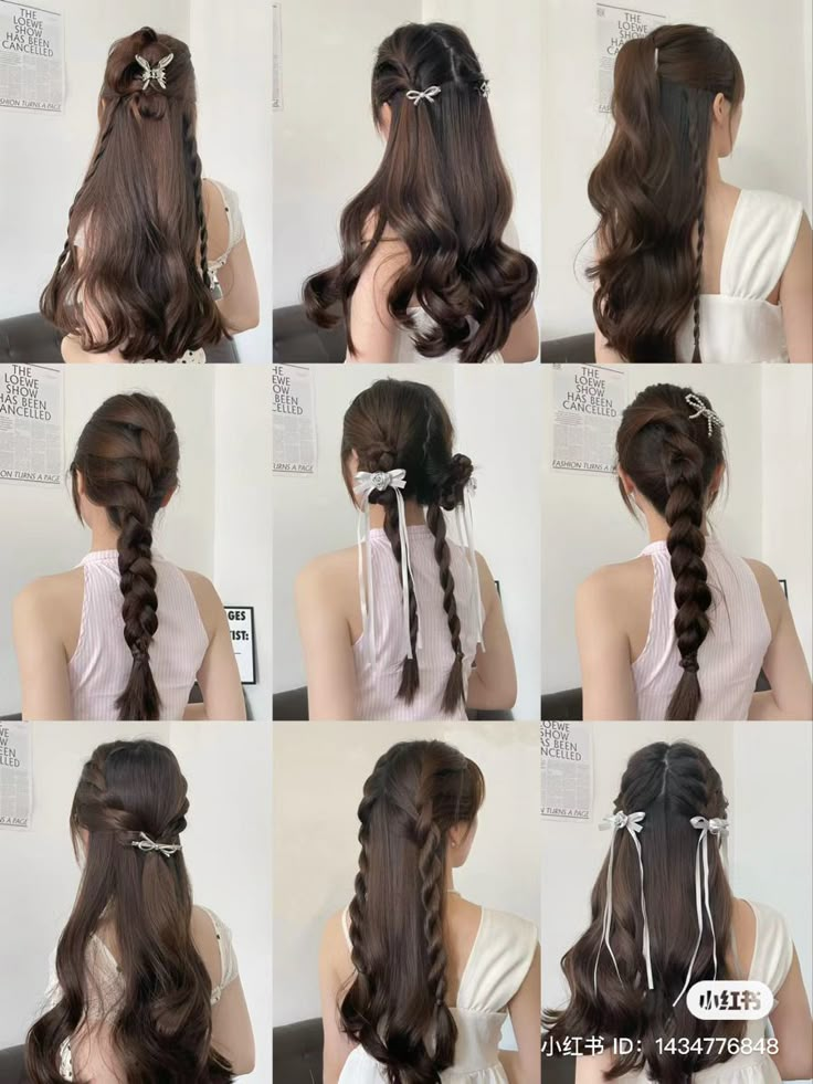 Cool Hair Designs, Easy Hairstyles For Thick Hair, Hair Style Korea, Hair Inspiration Long, Hairstyles For Girls, Ribbon Hairstyle, Hair Stylies, Hair Up Styles, Hair Stylist Life