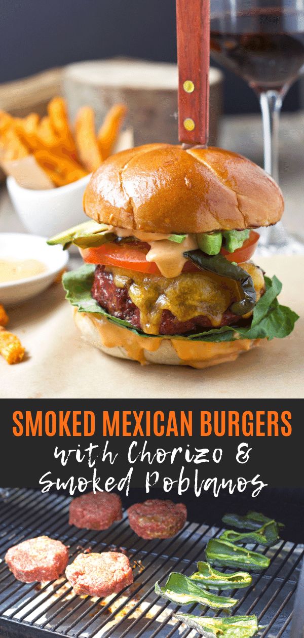 an image of mexican burgers with choco and smoked potatoes on the grill for bbq