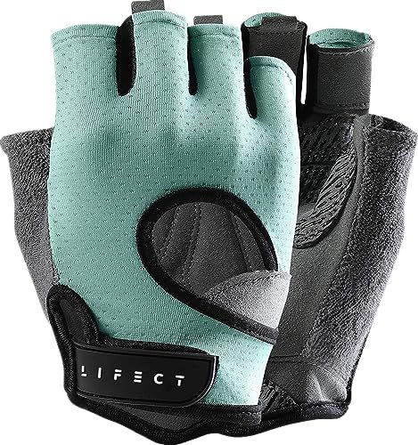 a pair of blue and black gloves with the words lifeact written on each glove