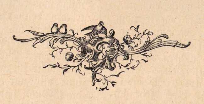 an old drawing of birds and flowers on a piece of paper