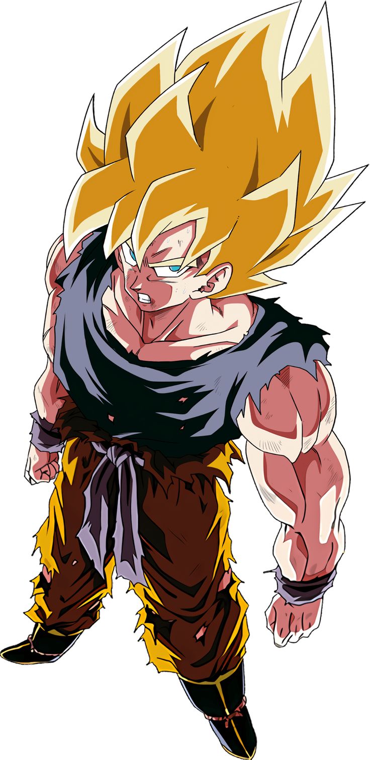 a drawing of gohan from the dragon ball game, with his hands on his hips