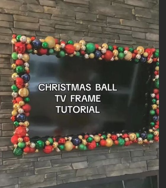 the christmas ball tv frame is on display