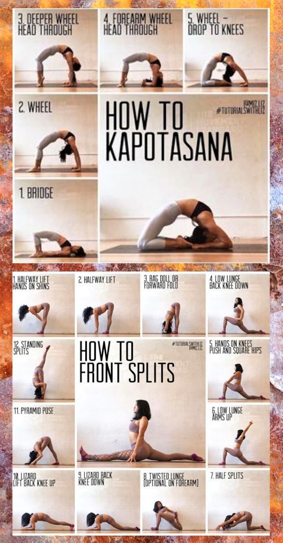 a woman doing yoga poses with the words how to kapotassana on it