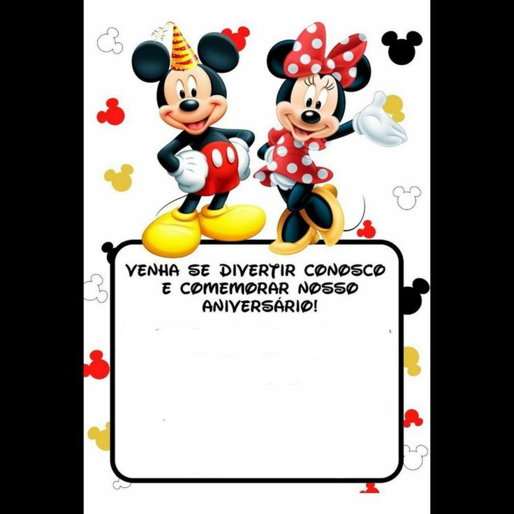 two mickey and minnie mouses with a sign in front of them that says, yena se divertir consece e commemarr noso aniveri