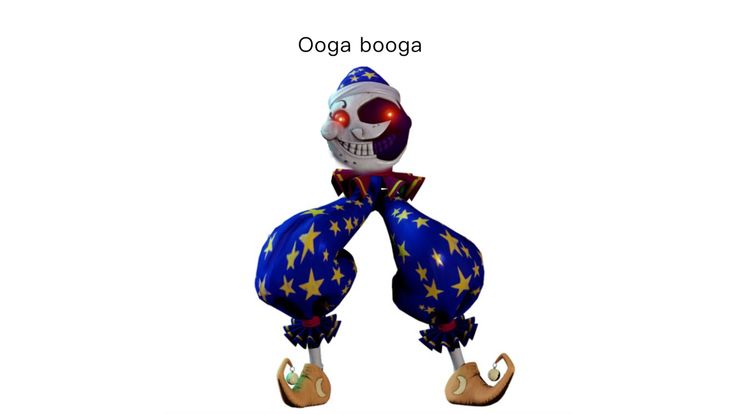 an image of a creepy clown with stars on it's head and legs, standing in