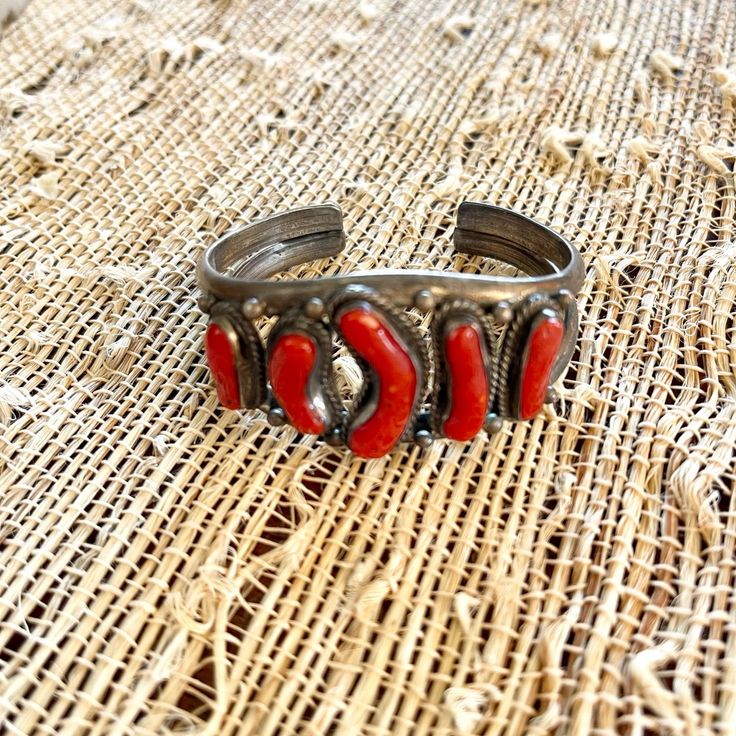 Never Worn, Navajo Red Coral In Sterling Silver. Artisan Red Adjustable Cuff Bracelet, Adjustable Artisan Red Cuff Bracelet, Adjustable Red Artisan Cuff Bracelet, Handmade Southwestern Red Cuff Bracelet, Handmade Red Southwestern Cuff Bracelet, Vintage Red Adjustable Cuff Bracelet, Red Vintage Adjustable Cuff Bracelet, Red Adjustable Vintage Cuff Bracelet, Red Southwestern Cuff Bracelet Gift