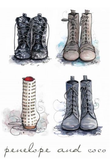 four different types of boots are shown in this drawing