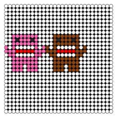 a cross stitch pattern with a pink and brown dog