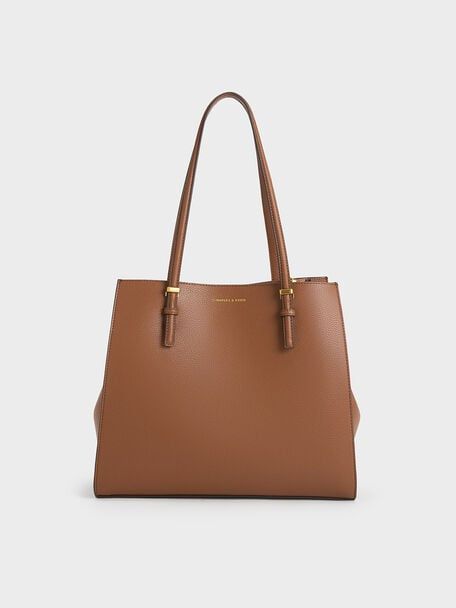 Sansa Tote Bag, Chocolate, hi-res Elegant Cognac Shoulder Bag For Workwear, Timeless Brown Shoulder Bag With Handle Drop, Elegant Cognac Satchel For Office, Elegant Everyday Cognac Satchel, Elegant Cognac Office Bag, Chic Cognac Shoulder Bag For Office, Timeless Cognac Shoulder Bag For Everyday, Office Cognac Shoulder Bag With Double Handle, Elegant Brown Satchel With Double Handle