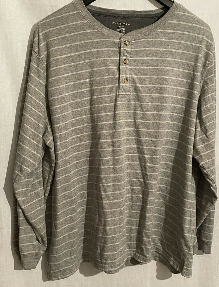 Puritan Men’s 3XL Gray striped Long Sleeve shirt. Long Sleeved Shirts Men, Long Sleeve Aesthetic, Long Sleeve Shirts Men, University Outfit, 2000s Outfits, Long Sleeve Outfits, Guys Clothing Styles, Striped Long Sleeve Shirt, Mens Long Sleeve Tee