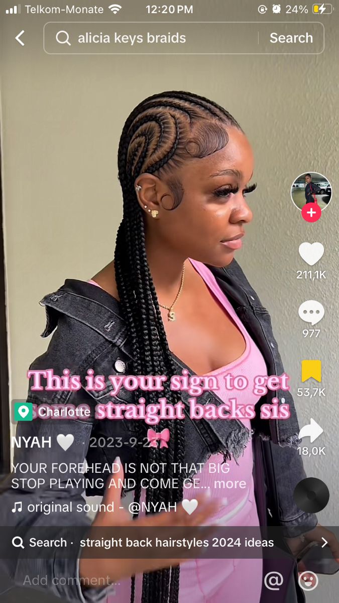 Alicia Keys Braids Large, Quick Scalp Braid Styles, Medium Alicia Keys Braids, Large Alicia Keys Braids, Alicia Keys Braids Hairstyles Medium, Alicia Keys Cornrows, Straight Back Hairstyles, Alicia Key, Alicia Keys Braids