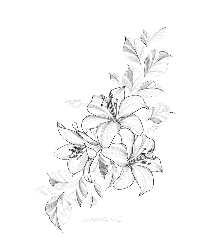 a black and white drawing of flowers