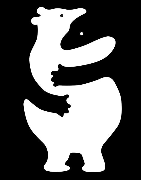 a white bear on a black background with the word bears in it's center