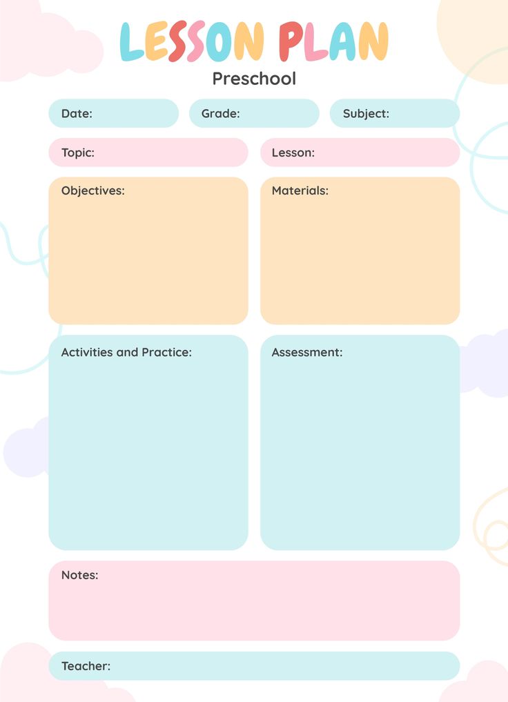 the lesson plan is shown in pink and blue