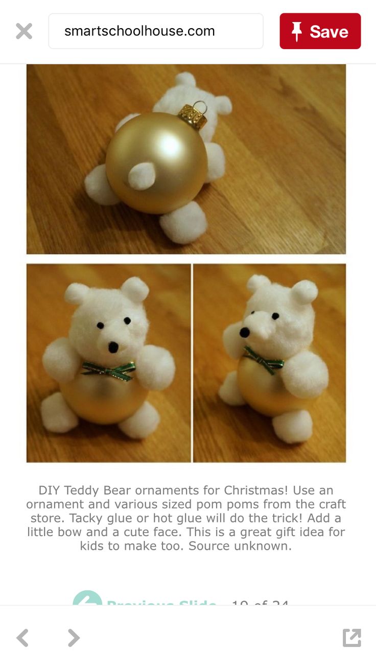 there are three pictures of a teddy bear ornament