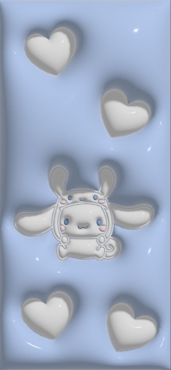 an animal with hearts in the sky on a blue background and some clouds above it