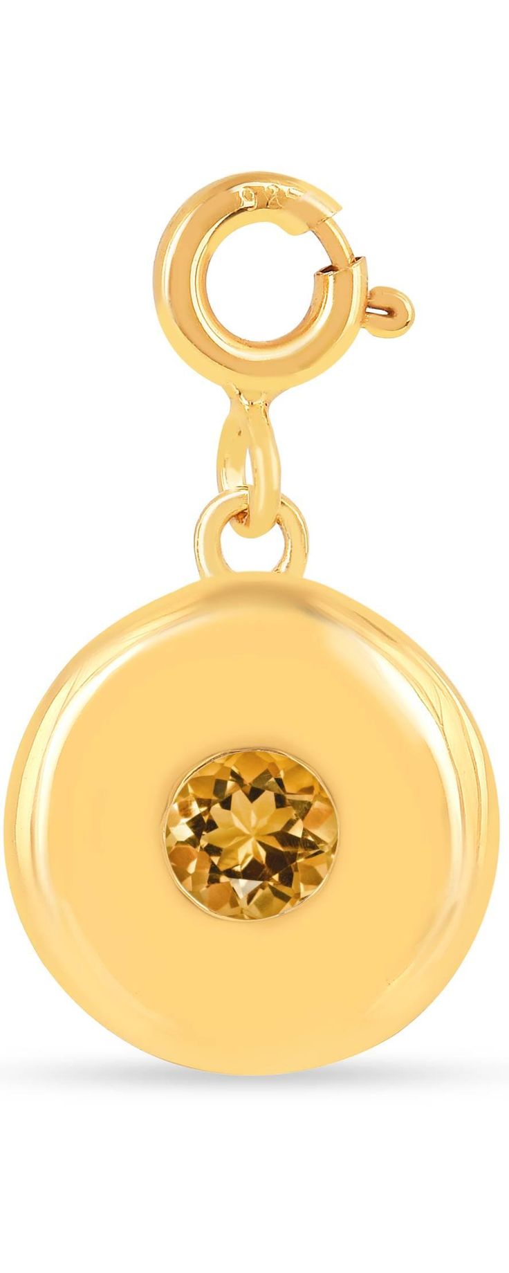 Birthstone Charm PendantThis birthstone Charm pendant features a sparkling 4mm round Gemstone, available in a variety of beautiful colors to represent any month of the year. Crafted from polished 925 sterling silver plated in gleaming 18k yellow gold (0.5 microns), this piece offers a touch of understated luxury that complements any outfit. The secure spring lock clasp (5mm) allows for easy attachment to your favorite necklace chain. Gemstone Pendant Show your loved ones you care with a personal Color Durazno, May Emerald, Peach Jewelry, Thoughtful Gifts For Her, Understated Luxury, Mini Charm, Sapphire Pendant, Birthstone Charms, Circle Pendant