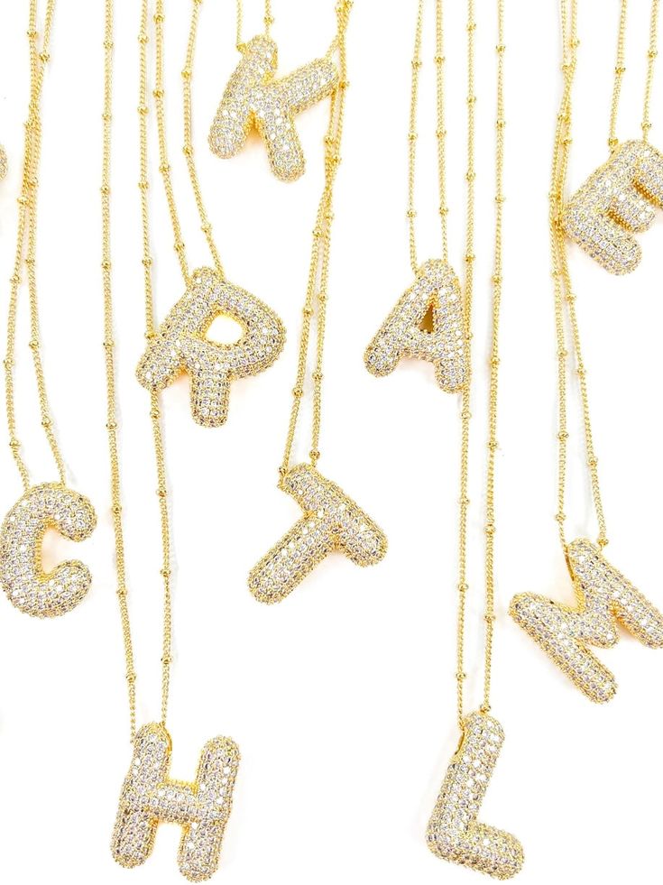 18K Gold Makes the perfect gift CZ detailing 0.75" Initial pendant 18" Chain length with 2" extension This 18k Gold Ballon Initial Necklace is a timeless classic. Each necklace is designed to stand out with its delicate Bubble Balloon style lettering. It glistens in the light with the intricate CZ stones. Balloon Necklace, Charm Bar, Bar Fits, Cowgirl Jewelry, Bubble Balloons, Initial Pendant, Jewelry Inspo, Cz Stone, Bar Necklace