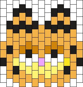 a cat's face made out of squares in yellow, black and white colors