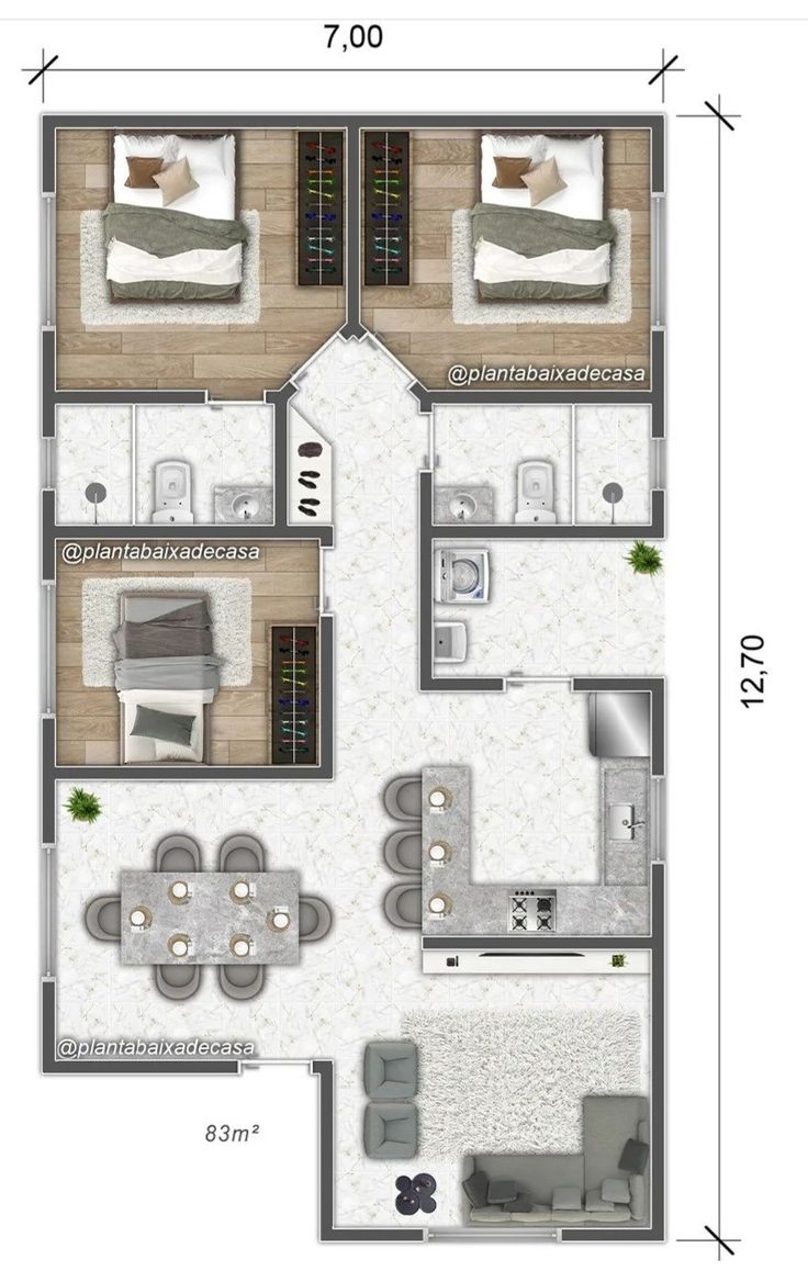 the floor plan for an apartment with two bedroom and one bathroom, including a living room