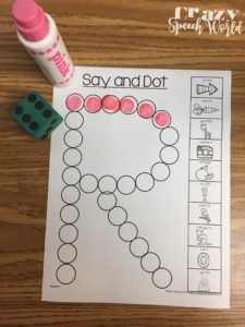 a printable say and dot activity for kids to practice letter recognition with their hands