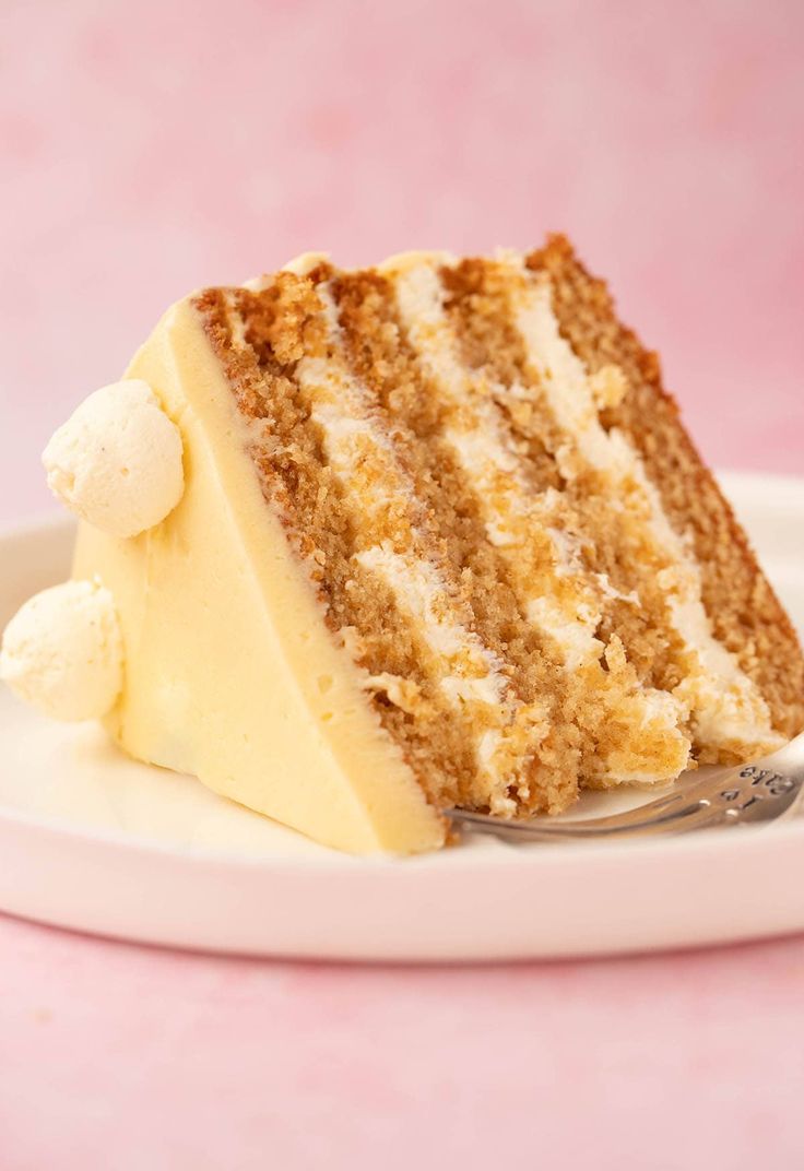 a slice of cake on a plate with a fork