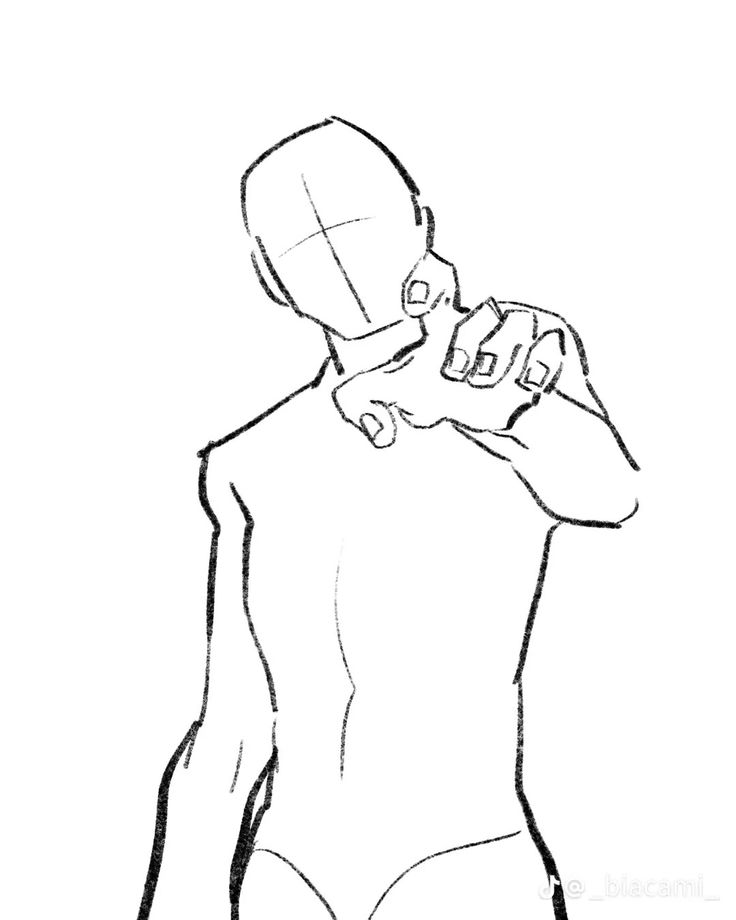 a drawing of a person with their hand on his face and the other arm around him