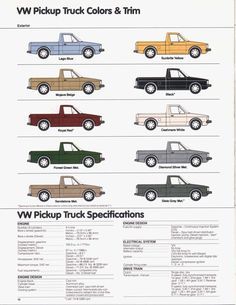 the pick up truck colors and trims are shown in this manual for pickup trucks