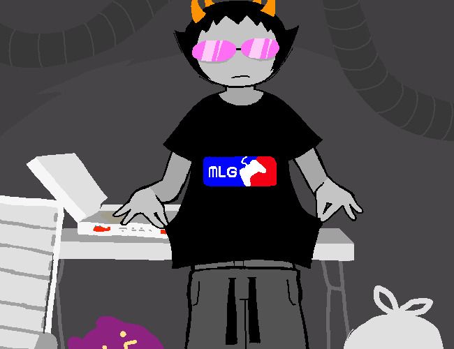 an animated image of a man with devil horns on his head and glasses, standing in front of a computer