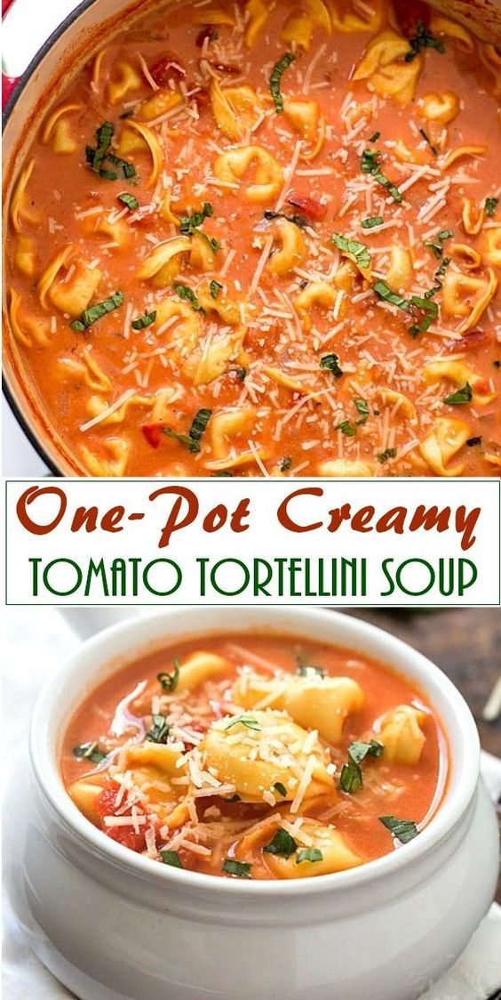 one pot creamy tomato tortellini soup is an easy and delicious dinner