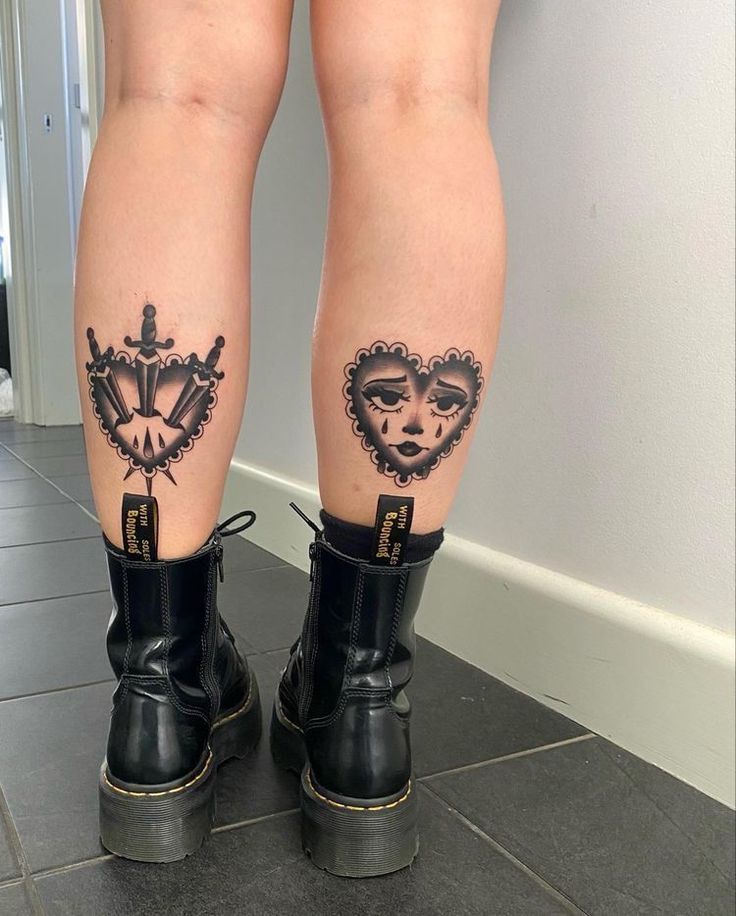 the legs of a woman with tattoos on them