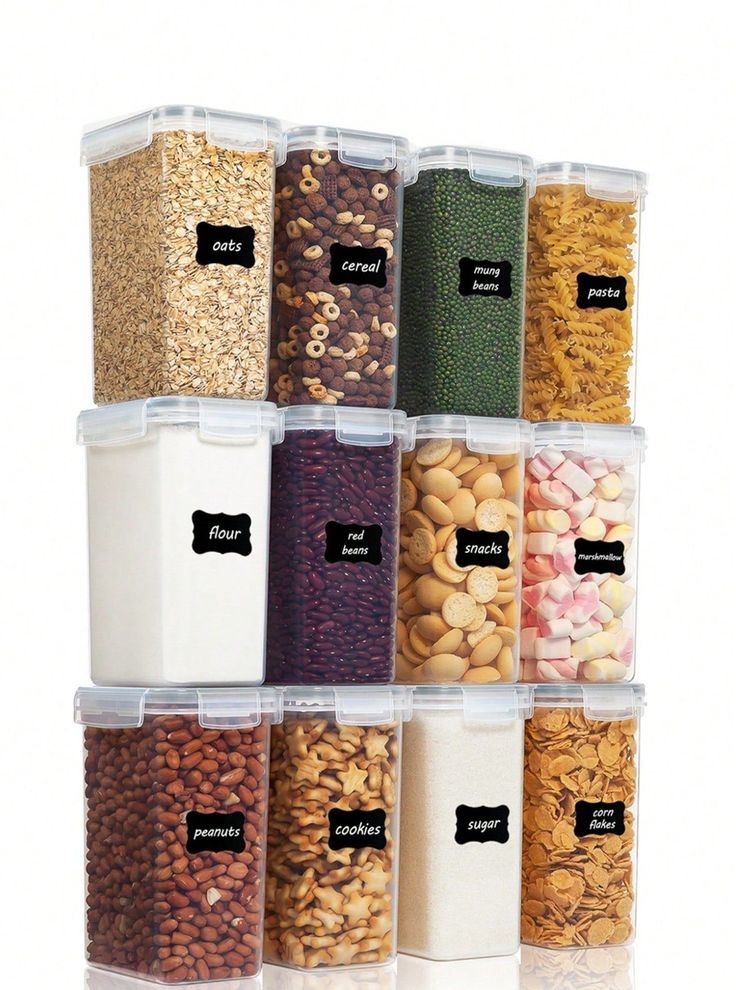 Minimize Space - With humanized stackable design, these flour and sugar containers will make more efficient use of every inch of your kitchen or freezer. Choose us, congratulations a orderly home you will have.15pcs Airtight Food Storage Containers With Lids - Perfect For Organizing And Storing Dry Foods - Includes Labels, Markers, And Dishwasher Safe - Ideal For Cereal, Pasta, Flour, And Sugar - Home Kitchen Supplies Black and White    PP     St Pantry Storage Containers, Cereal Containers, Pantry Organizers, Kitchen Pantry Storage, Food Storage Container Set, Clear Container, Airtight Food Storage, Airtight Food Storage Containers, Kitchen Storage Containers