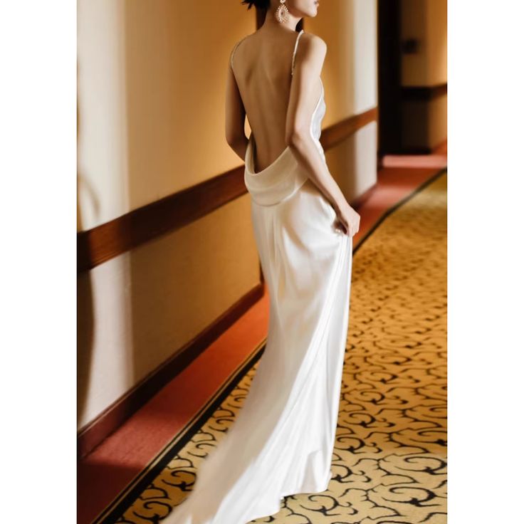 Material: Satin Backless Maxi Dress Backless Maxi Dresses, Xl Dress, Dresses Xs, White Dress, Satin, Maxi Dress