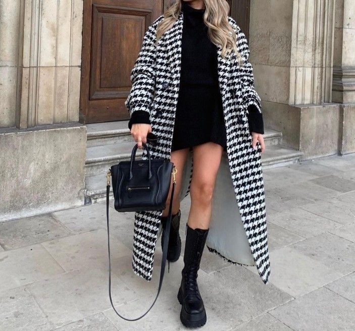 Freya Killin, Houndstooth Outfit, Cold Fashion, Stylish Winter Outfits, Winter Fashion Outfits Casual, Edgy Outfits, Winter Fashion Outfits, Fall Winter Outfits, Outfits Casuales