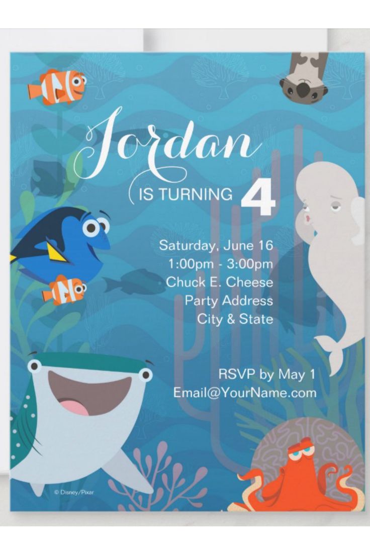 an ocean themed birthday party with fish, octopus and sea animals on the front of it